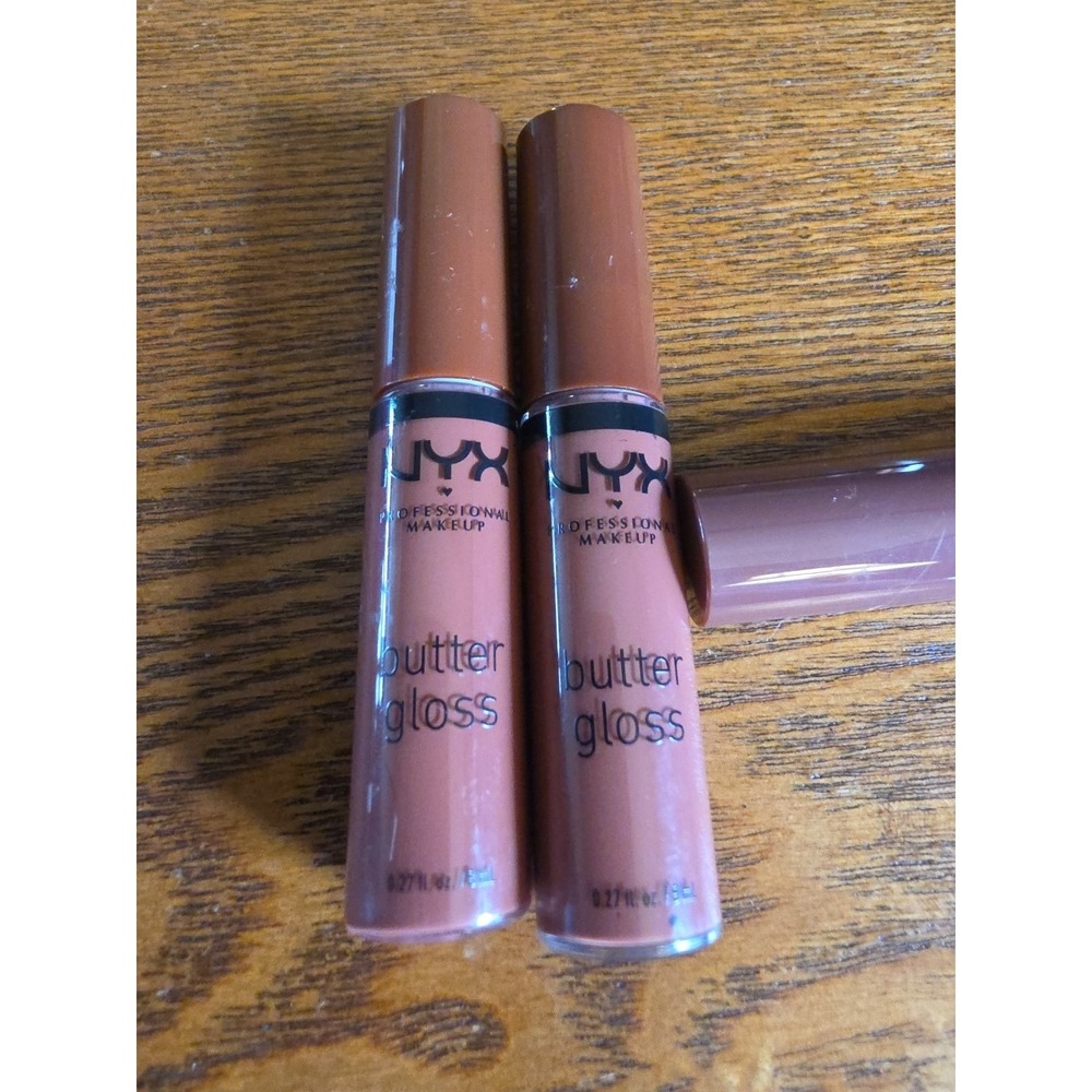 Lt 2 NYX Butter Gloss 51 Brown Sugar Lip Gloss .27 Fl Oz Creamy Non Sticky Shine